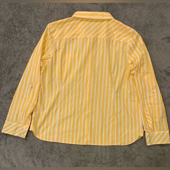 100% Cotton Nautica Jean Company Yellow Striped Button-Up Shirt - Picture 4 of 8